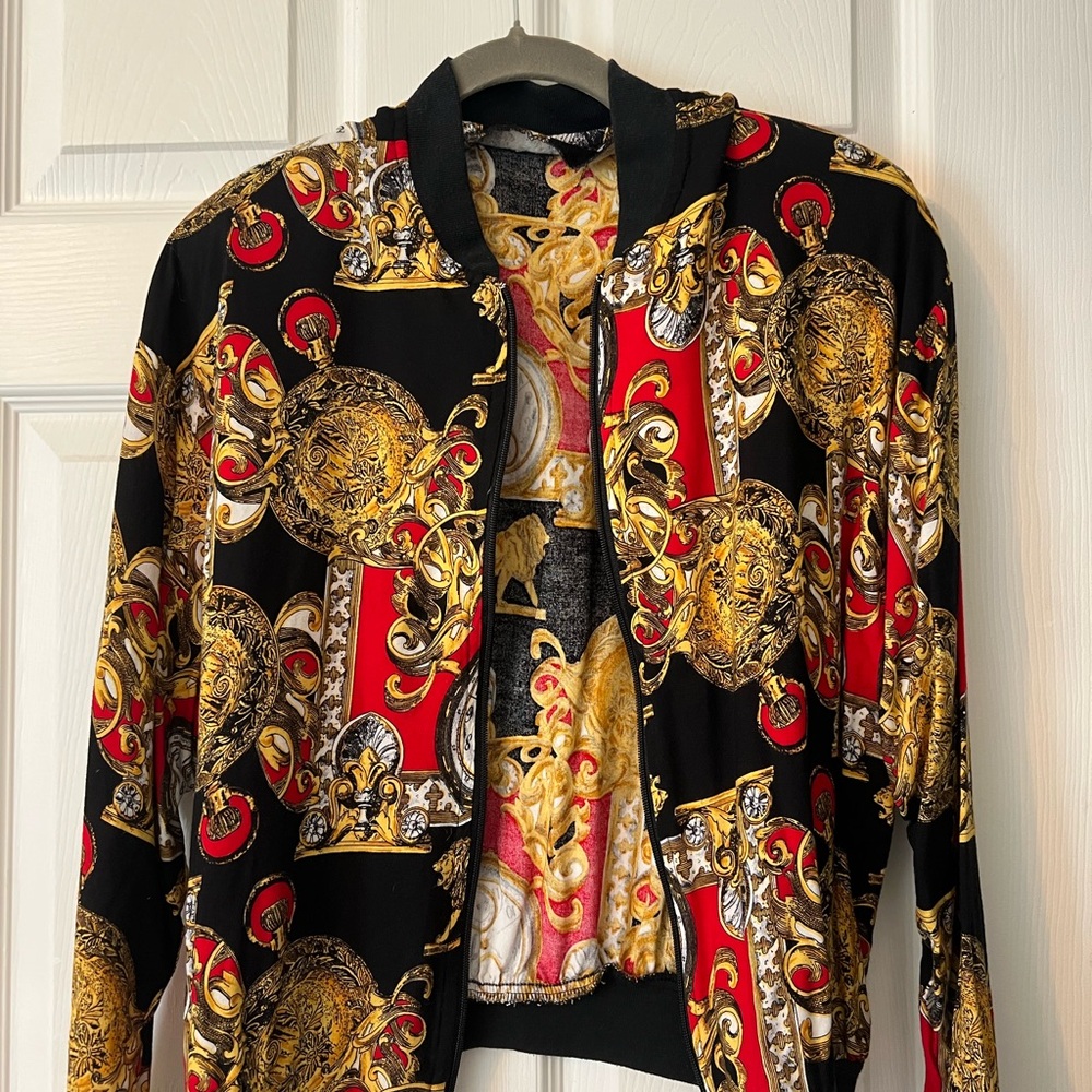 Vintage Bomber with Versace Esque pattern